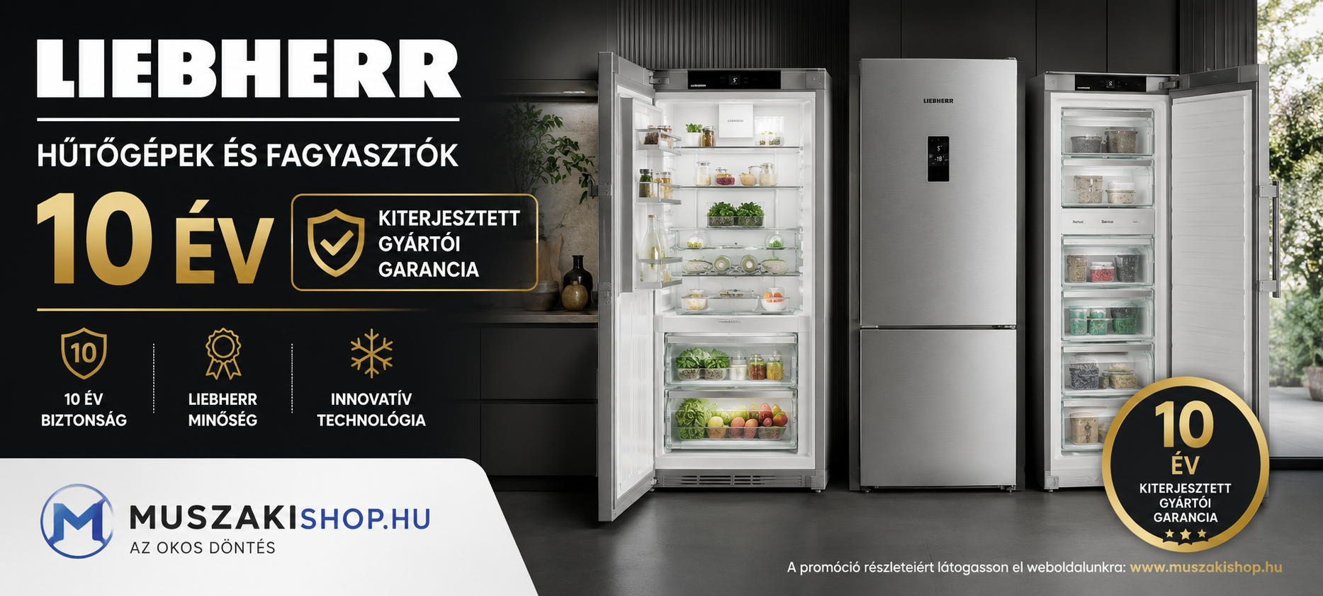 Liebherr hűtő, fagyasztó 10 év garanciával