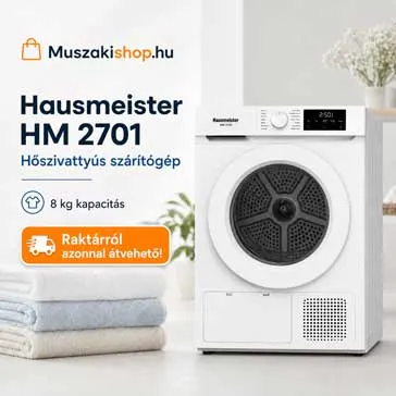 Hausmeister HM 2701 Hőszivattyús szárítógép akciós áron,raktárról azonnal