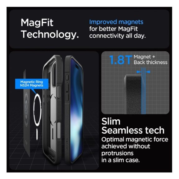 Spigen Core Armor MagFit Apple iPhone 16 Pro Max tok, MagSafe, Matte Black, fekete