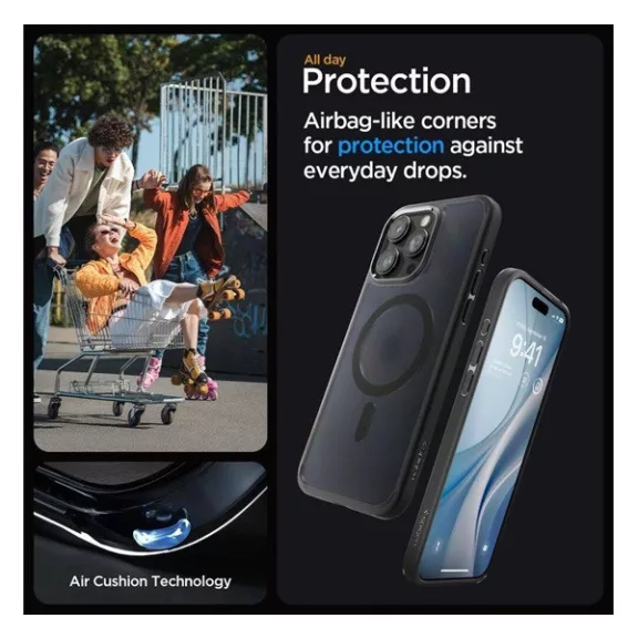 Spigen Ultra Hybrid MagFit Apple iPhone 16 Pro tok, MagSafe, Frost, fekete