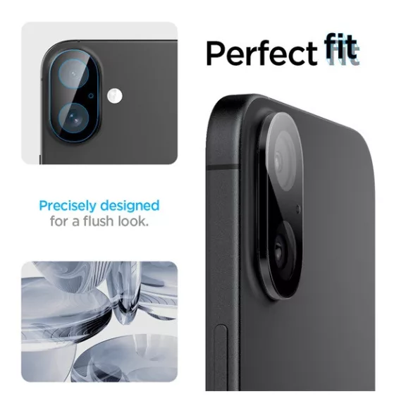 Spigen Glas.tR Optik Apple iPhone 16 Plus / iPhone 16 Tempered kameravédő fólia, fekete (2db)