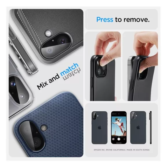 Spigen Glas.tR Optik Apple iPhone 16 Plus / iPhone 16 Tempered kameravédő fólia, fekete (2db)