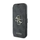 Guess 4G Metal Logo iPhone 16 Pro flip/oldalra nyíló tok, fekete GUBKP16L4GMGGR