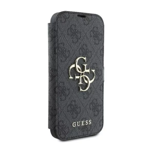 Guess 4G Metal Logo iPhone 16 Pro flip/oldalra nyíló tok, fekete GUBKP16L4GMGGR