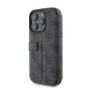Guess 4G Metal Logo iPhone 16 Pro flip/oldalra nyíló tok, fekete GUBKP16L4GMGGR