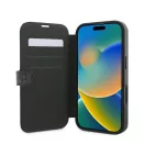 Guess 4G Metal Logo iPhone 16 Pro flip/oldalra nyíló tok, fekete GUBKP16L4GMGGR