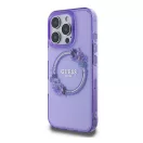 Guess IML Flowers Wreath iPhone 16 Pro MagSafe kemény hátlap tok, lila GUHMP16LHFWFCU