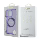 Guess IML Flowers Wreath iPhone 16 Pro MagSafe kemény hátlap tok, lila GUHMP16LHFWFCU