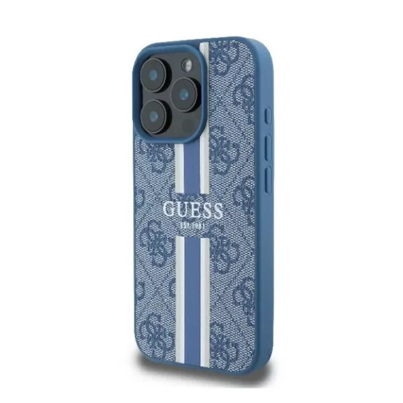 Guess 4G Printed Stripes iPhone 16 Pro MagSafe kemény hátlap tok, kék GUHMP16LP4RPSB
