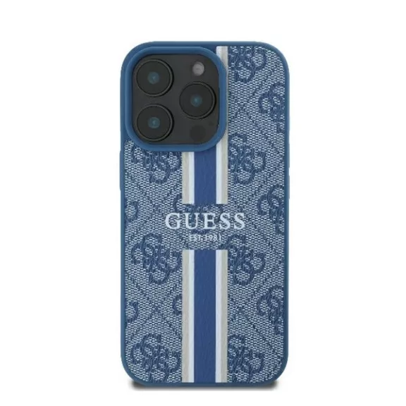 Guess 4G Printed Stripes iPhone 16 Pro MagSafe kemény hátlap tok, kék GUHMP16LP4RPSB