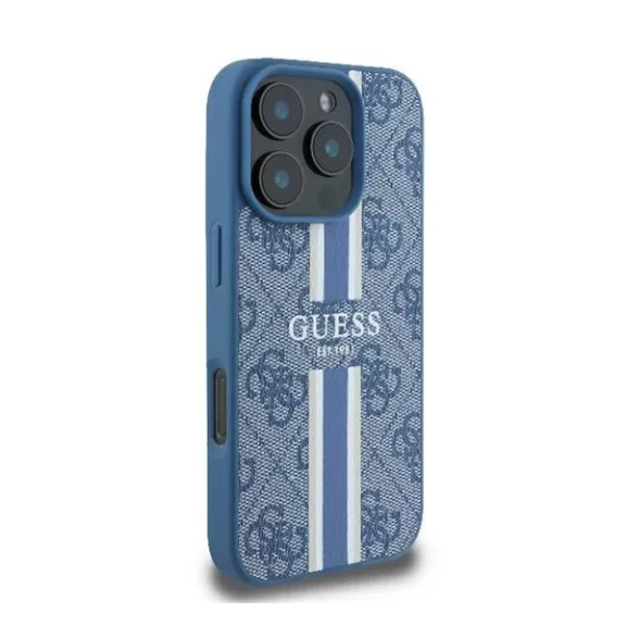 Guess 4G Printed Stripes iPhone 16 Pro MagSafe kemény hátlap tok, kék GUHMP16LP4RPSB
