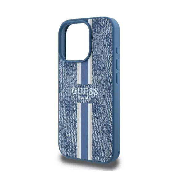 Guess 4G Printed Stripes iPhone 16 Pro MagSafe kemény hátlap tok, kék GUHMP16LP4RPSB