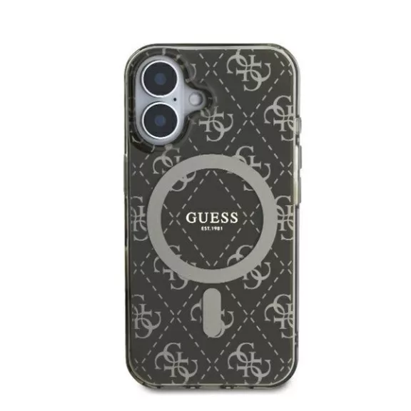 Guess IML 4G Background iPhone 16 MagSafe kemény hátlap tok, barna GUHMP16SH4DTEW