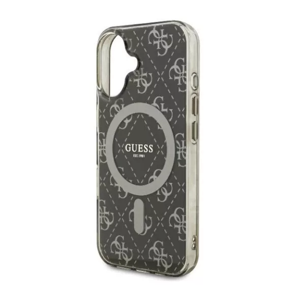 Guess IML 4G Background iPhone 16 MagSafe kemény hátlap tok, barna GUHMP16SH4DTEW
