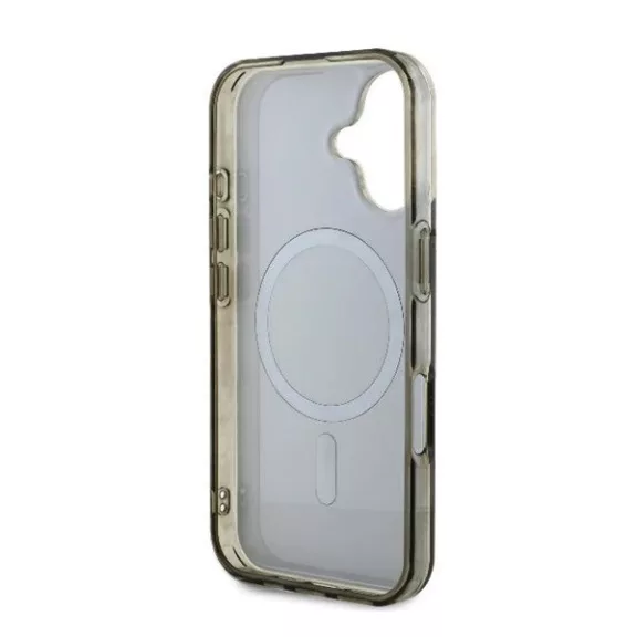 Guess IML 4G Background iPhone 16 MagSafe kemény hátlap tok, barna GUHMP16SH4DTEW