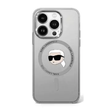   Karl Lagerfeld IML Metal Karl Head iPhone 16 Pro Max MagSafe kemény hátlap tok, fekete KLHMP16XHLSKIK