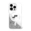 Karl Lagerfeld Liquid Glitter Karl&Choupette Head iPhone 16 Plus Magsafe hátlap tok, átlátszó KLHMP16MLGKCSGH