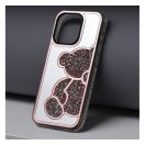 Teddy Bear iPhone 11 csillogó köves tok, rózsaszín