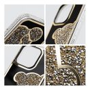 Teddy Bear iPhone 15 csillogó köves tok, arany