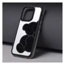 Teddy Bear iPhone 13 Pro csillogó köves tok, fekete