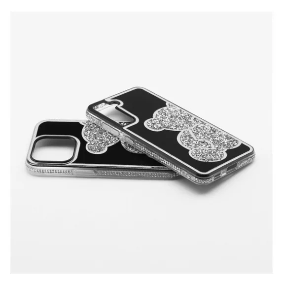 Teddy Bear iPhone 13 Pro csillogó köves tok, ezüst