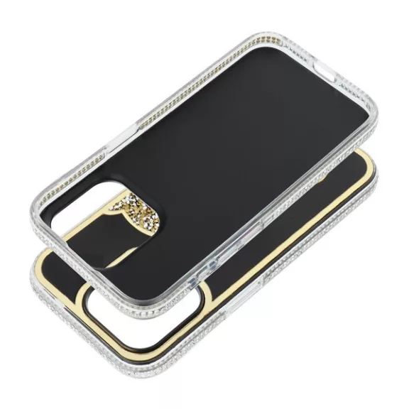 Teddy Bear iPhone 13 Pro csillogó köves tok, arany