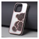 Teddy Bear iPhone 13 Pro csillogó köves tok, rózsaszín