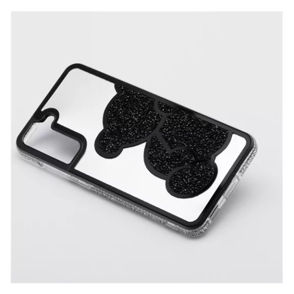 Teddy Bear Samsung Galaxy A25 5G csillogó köves tok, fekete