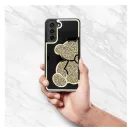 Teddy Bear Samsung Galaxy A25 5G csillogó köves tok, arany