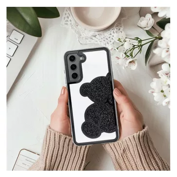   Teddy Bear Samsung Galaxy A35 5G csillogó köves tok, fekete