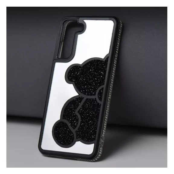 Teddy Bear Samsung Galaxy A35 5G csillogó köves tok, fekete