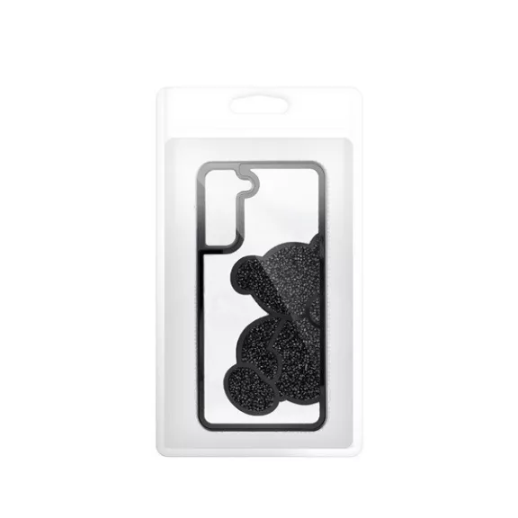 Teddy Bear Samsung Galaxy A35 5G csillogó köves tok, fekete
