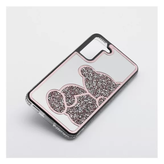 Teddy Bear Samsung Galaxy A35 5G csillogó köves tok, rózsaszín