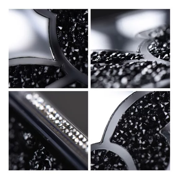 Teddy Bear iPhone 16 csillogó köves tok, fekete