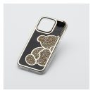 Teddy Bear iPhone 16 csillogó köves tok, arany