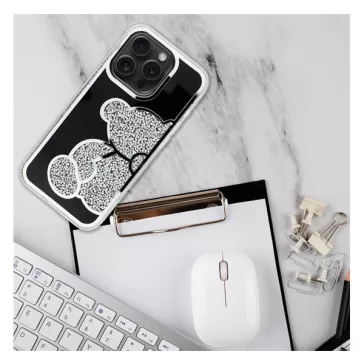 Teddy Bear iPhone 16 Pro csillogó köves tok, ezüst