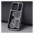 Teddy Bear iPhone 16 Plus csillogó köves tok, ezüst