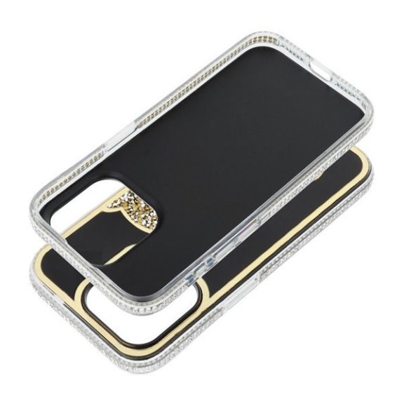 Teddy Bear iPhone 16 Plus csillogó köves tok, arany