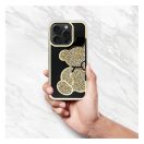 Teddy Bear iPhone 16 Plus csillogó köves tok, arany