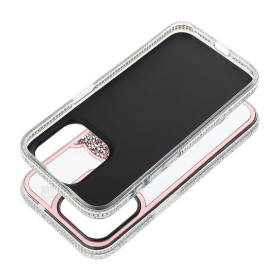 Teddy Bear iPhone 16 Plus csillogó köves tok, rózsaszín