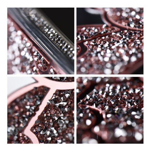 Teddy Bear iPhone 16 Plus csillogó köves tok, rózsaszín