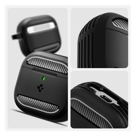 Spigen Rugged Armor AirPods 4 tok, Matte Black, fekete ACS08642