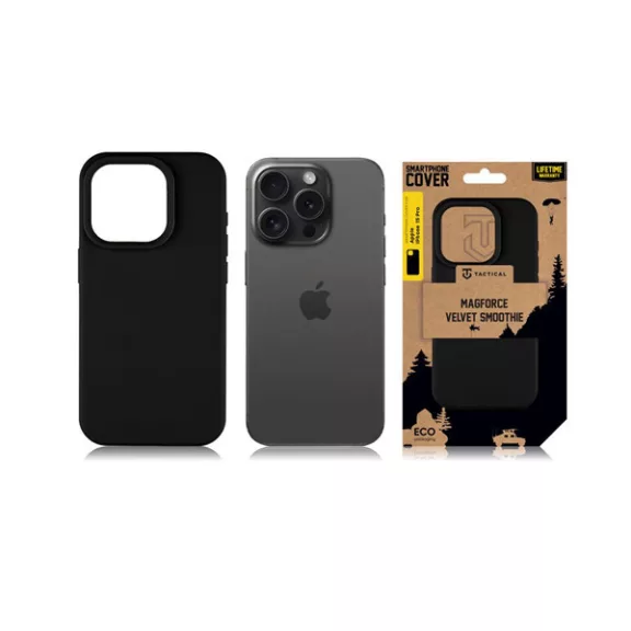 Tactical MagForce Velvet Smoothie Apple iPhone 15 Pro MagSafe tok, Asphalt, fekete