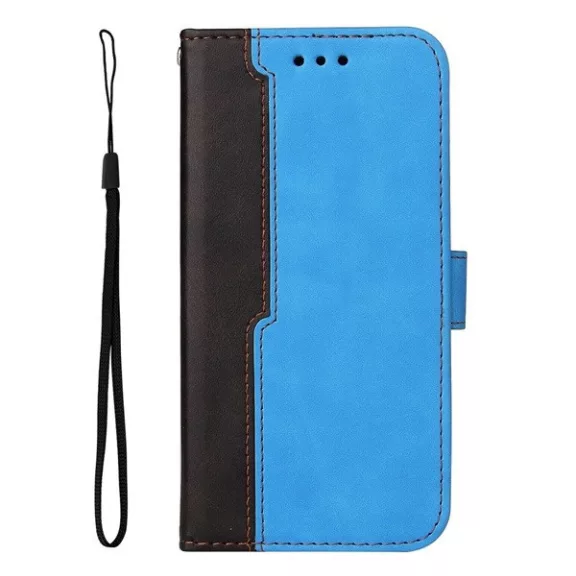 Apple Wooze Colour Wallet iPhone 16 Pro oldalra nyíló tok, stand, kártyatartóval, kézpánttal, kék