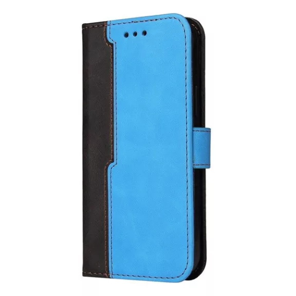 Apple Wooze Colour Wallet iPhone 16 Pro oldalra nyíló tok, stand, kártyatartóval, kézpánttal, kék