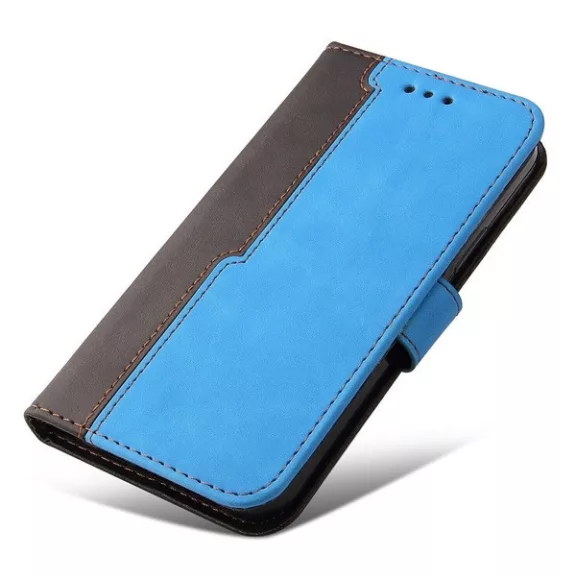 Apple Wooze Colour Wallet iPhone 16 Pro oldalra nyíló tok, stand, kártyatartóval, kézpánttal, kék