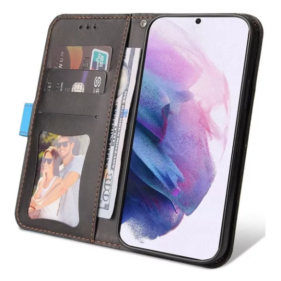 Apple Wooze Colour Wallet iPhone 16 Pro oldalra nyíló tok, stand, kártyatartóval, kézpánttal, kék