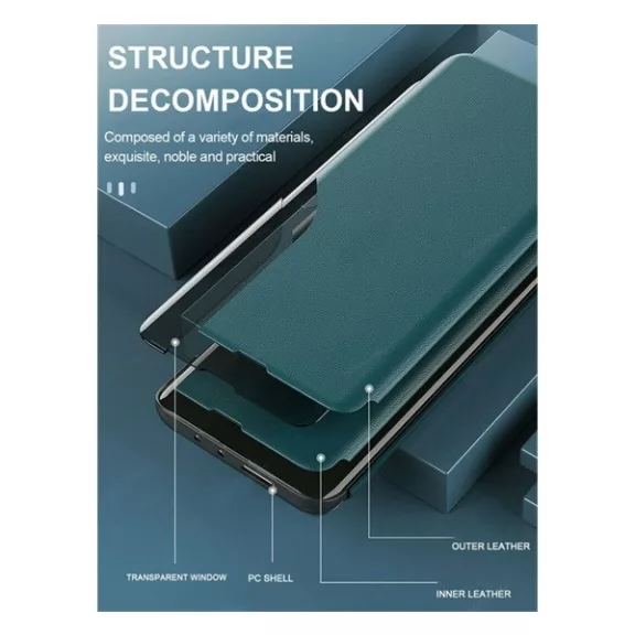 Apple Wooze FashionBook iPhone 16 oldalra nyíló tok, stand, fekete