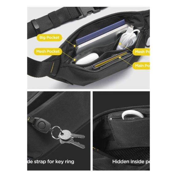 Spigen Klasden KD411 vízálló övtáska kulcstartóval, fekete