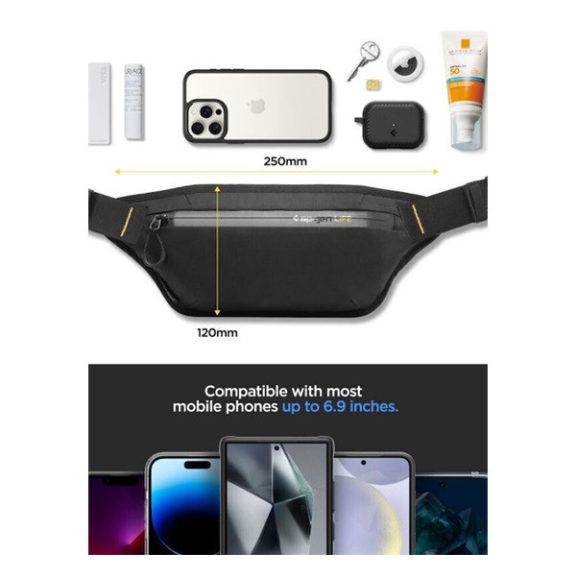 Spigen Klasden KD411 vízálló övtáska kulcstartóval, fekete